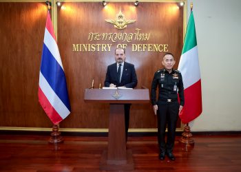 รัฐมนตรีว่าการกระทรวงกลาโหมให้การต้อนรับเอกอัครราชทูตสาธารณรัฐอิตาลีประจำประเทศไทย พร้อมขอบคุณที่สนับสนุนความร่วมมือด้านการป้องกันประเทศระหว่างสองประเทศ